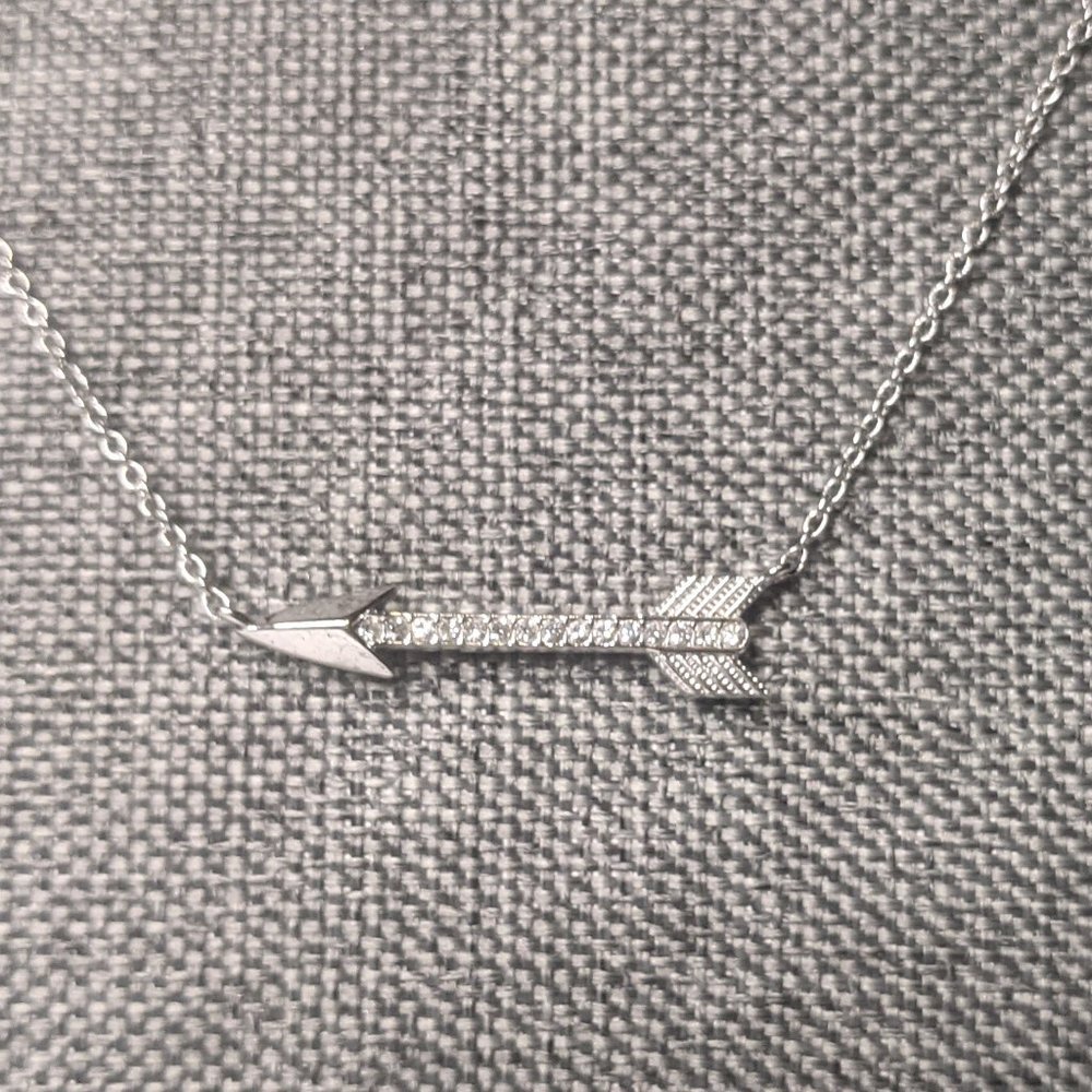 Nadri Silver Rhinestone Arrow Necklace